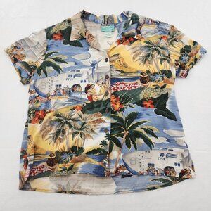 Vintage Reyn Spooner Hawaiian Button Shirt Men Size Small Travel Paradise Print